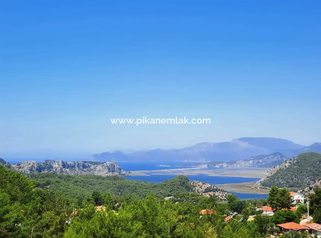 Dalyan Gökbelde See- Und Meerblick Freistehende Eigentumsurkunde Zum Verkauf 82 M2 Land Zum Verkauf